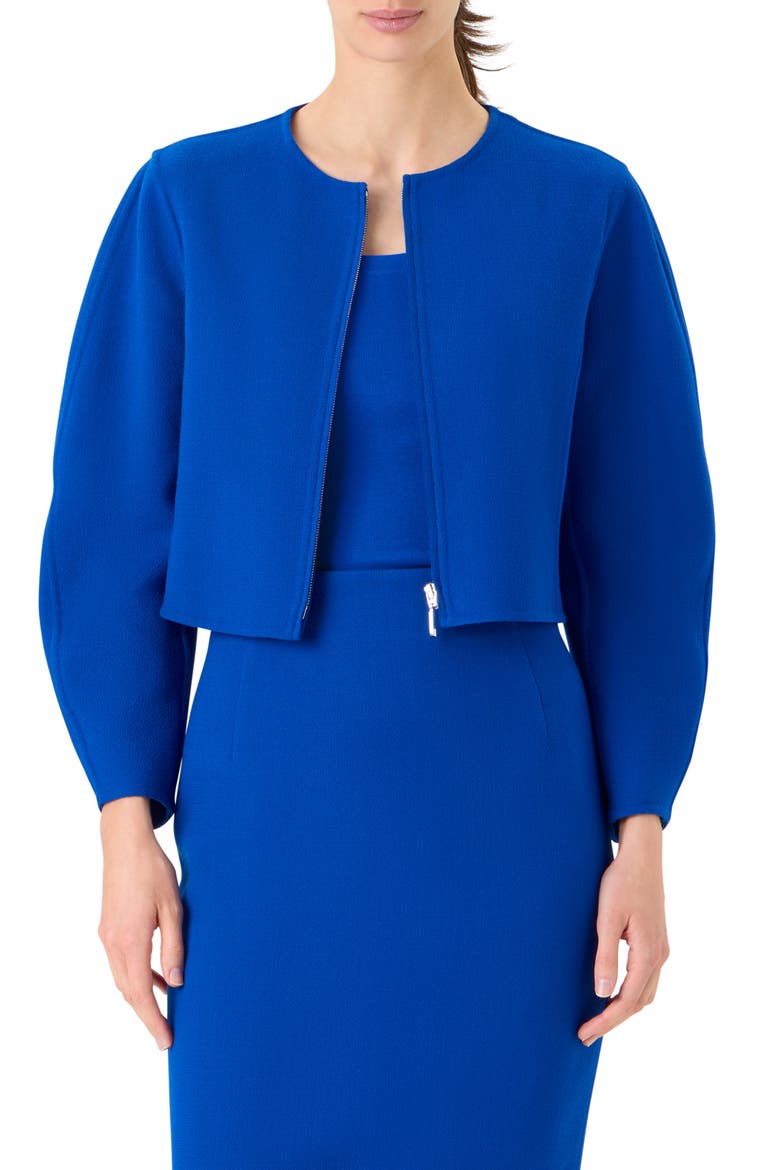 Harriet Crop Wool Blend Zip Jacket, Main, color, LAPIS BLUE
