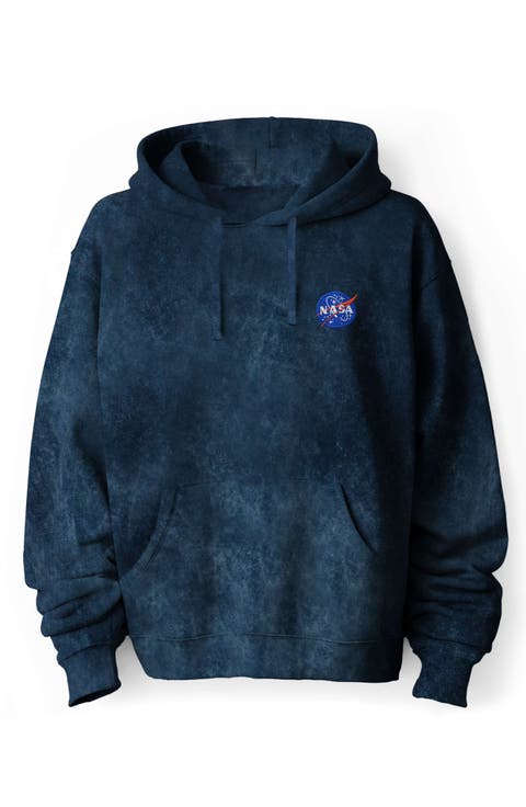 NASA Mineral Wash Hoodie Dalix NASA Embroidered Fleece Hoodie Mineral Wash Long Sleeve Sweatshirt Me