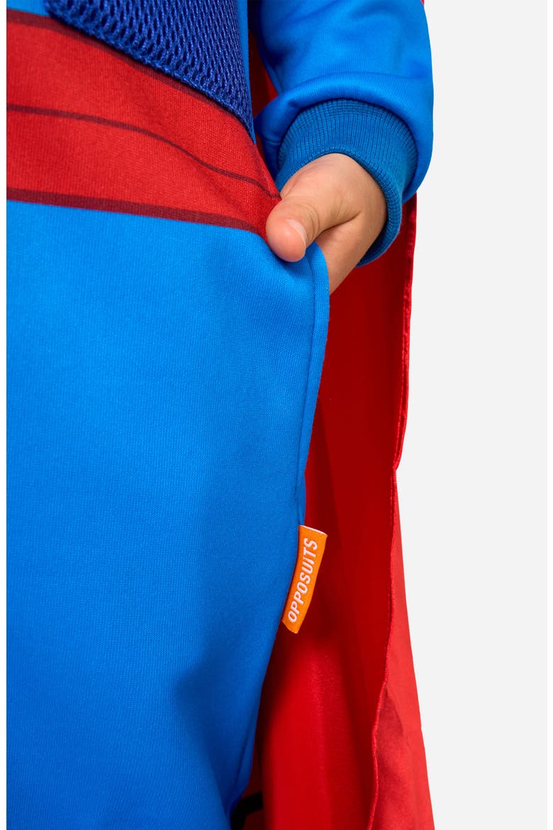 Kids' Superman One-Piece Hooded Jumpsuit, Alternate, color, BLUE