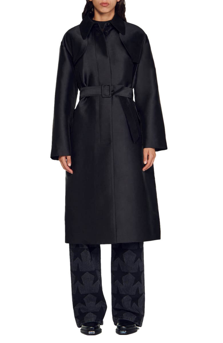 SANDRO Trench Coat, Main, color, 