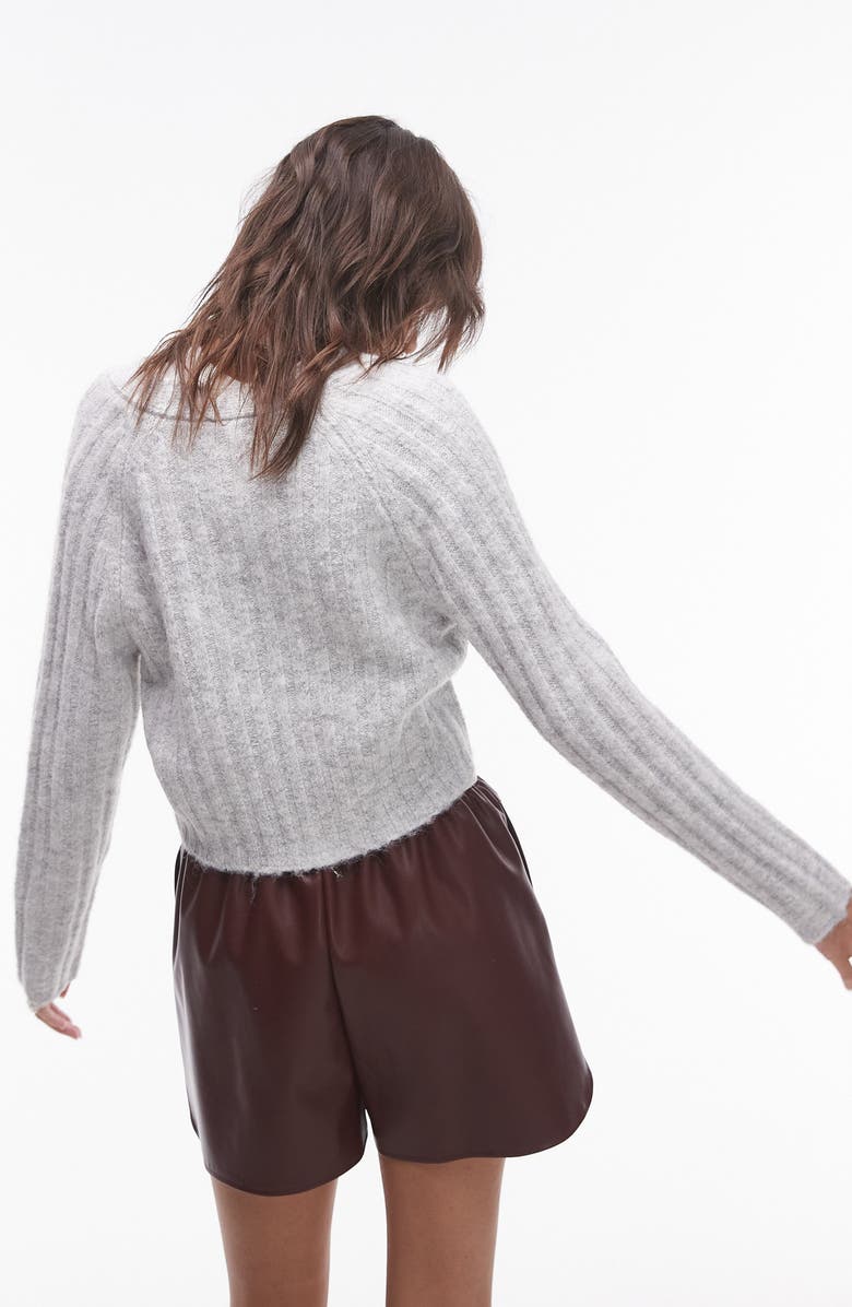 Topshop Rib Cardigan, Alternate, color,