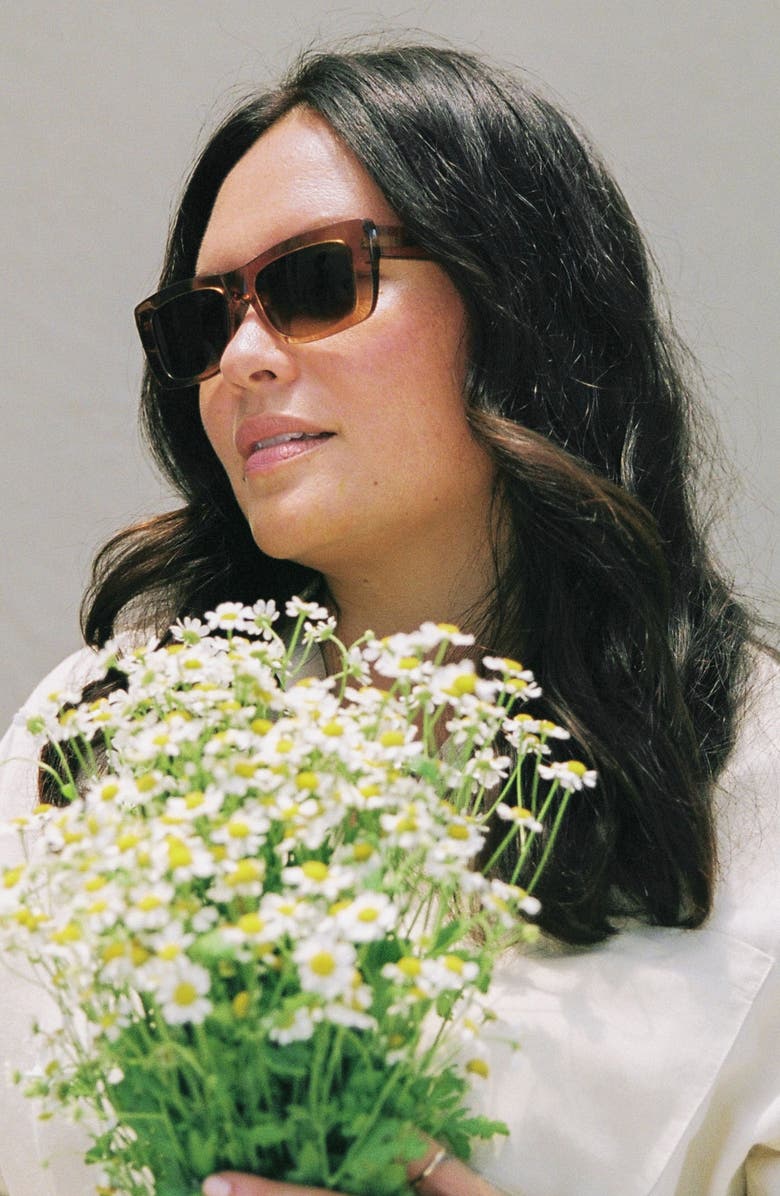 Mohala Eyewear Kea 53mm Low Nose Bridge Wide Width Polarized Gradient Square Sunglasses, Alternate, color,