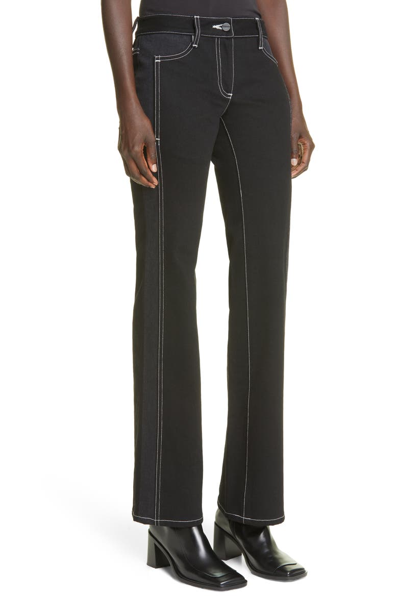 Spliced Low Rise Bootcut Jeans, Alternate, color, BLACK