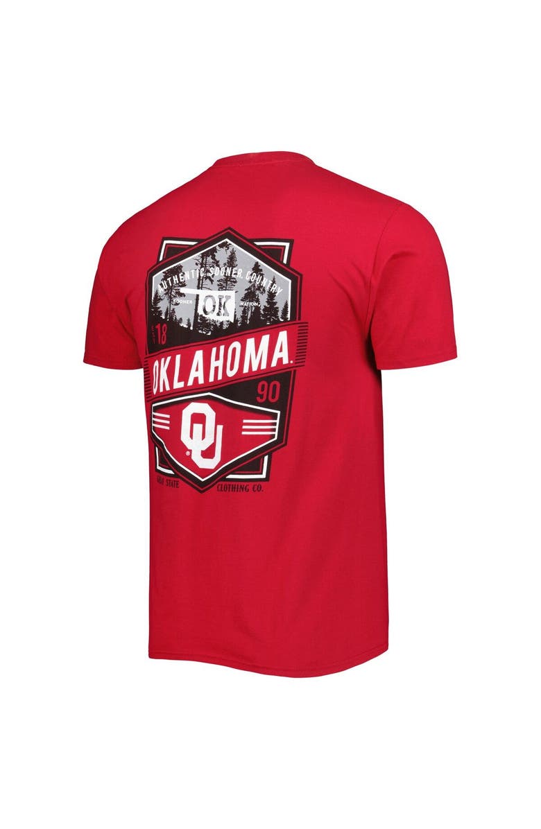 GREAT STATE CLOTHING Men's Crimson Oklahoma Sooners Double Diamond Crest T-Shirt, Alternate, color, Crimson