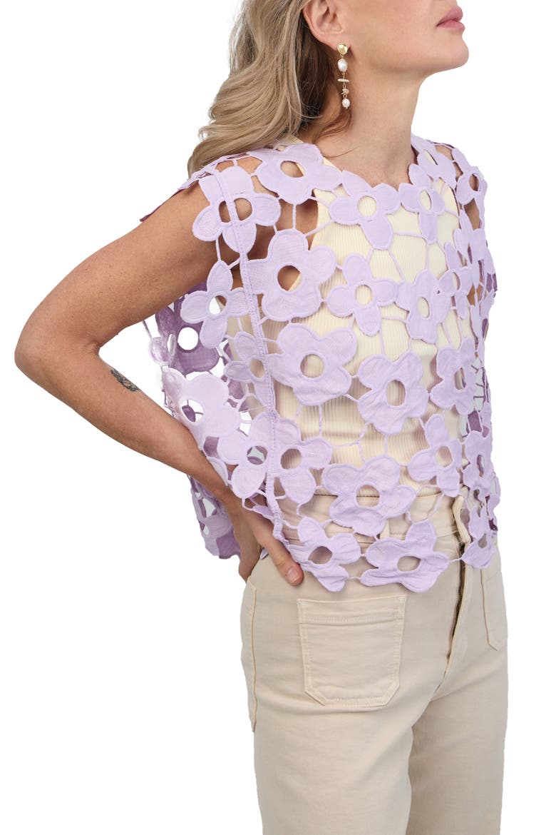 Floral Lace Vest, Alternate, color, PURPLE