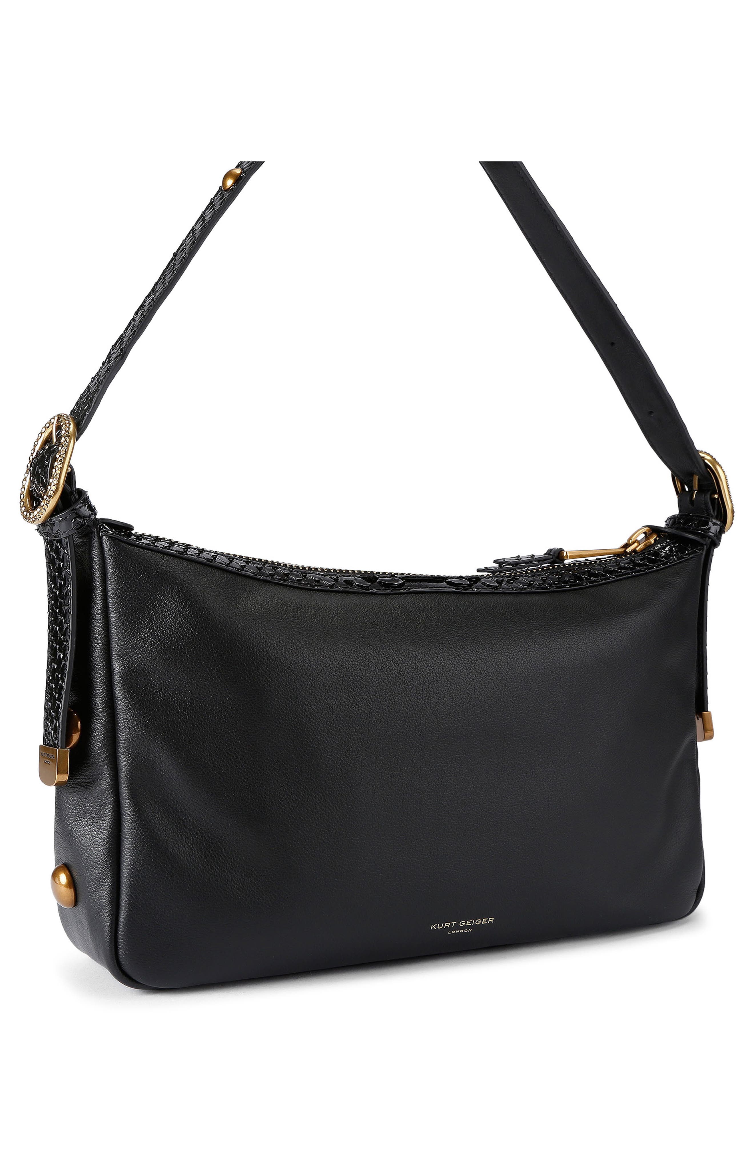 Kurt Geiger London Chelsea Stud Soft Leather Shoulder Bag, Alternate, color, 