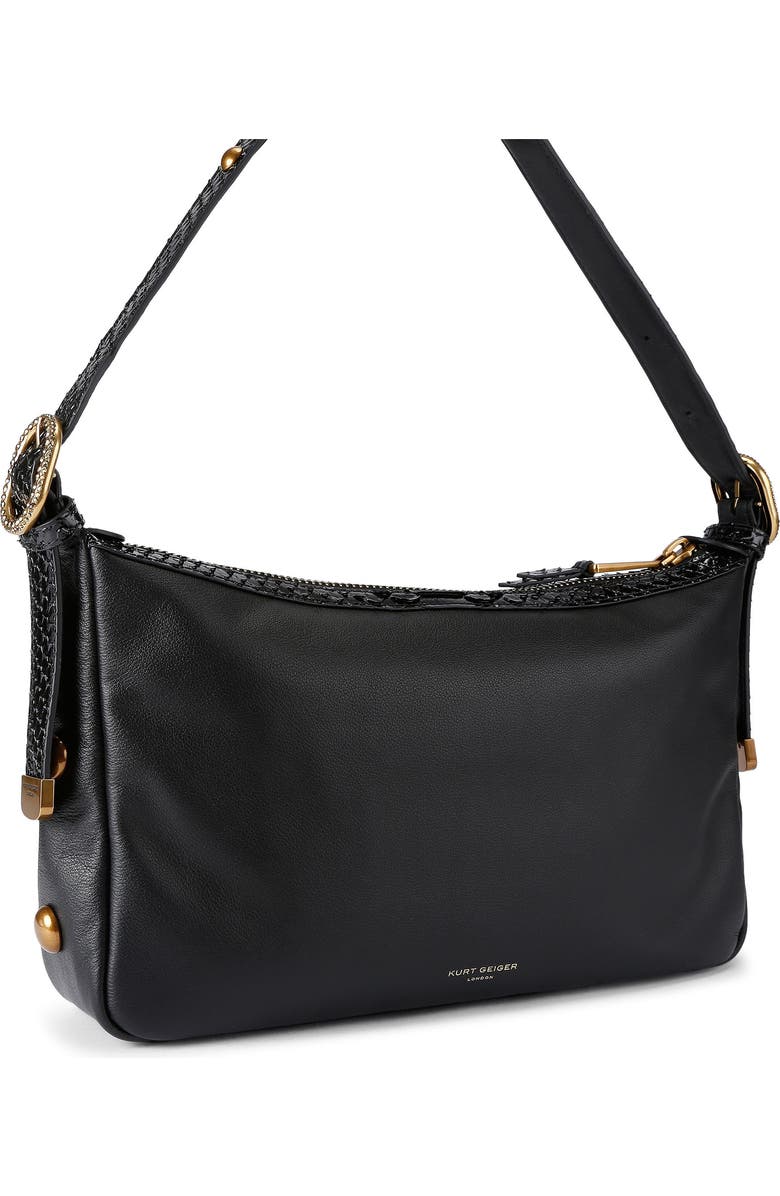 Kurt Geiger London Chelsea Stud Soft Leather Shoulder Bag, Alternate, color, Charcoal