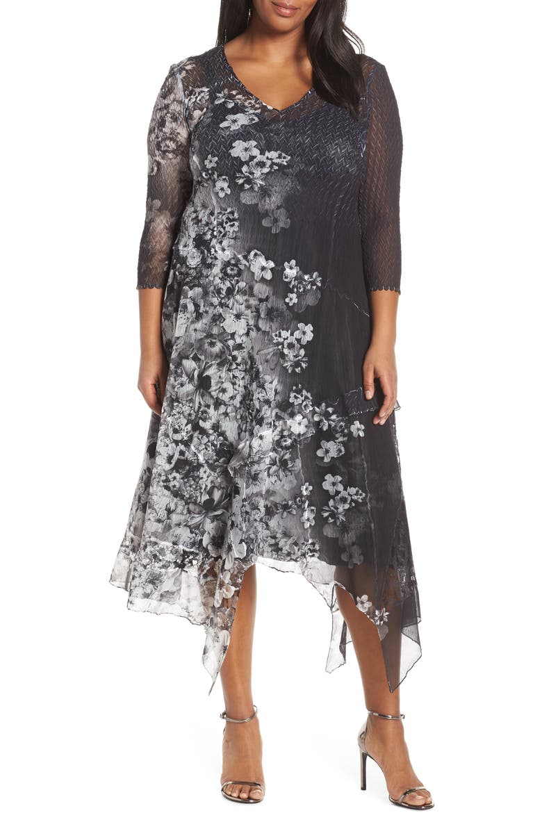 Handkerchief Hem Cocktail Dress, Main, color, MOONLIGHT BLOOM