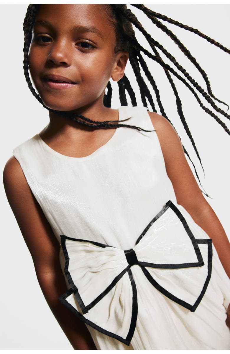 H&M Bow-detail Organza Dress, Alternate, color, White