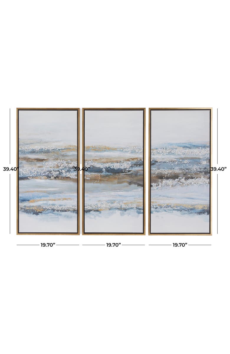 VIVIAN LUNE HOME Set of 3 Canvas Framed Wall Art, Alternate, color, Blue