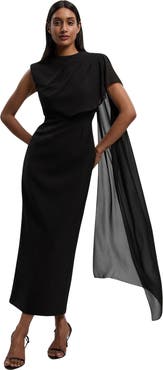 Karen Millen Tailored Cape Drape Maxi Dress