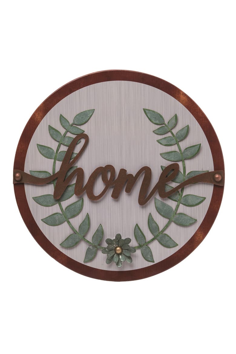 18.25 Inch Bronze Spring Home Layered Wall Decor Metal Sign Panels for Spring Decor, Alternate, color, Brown