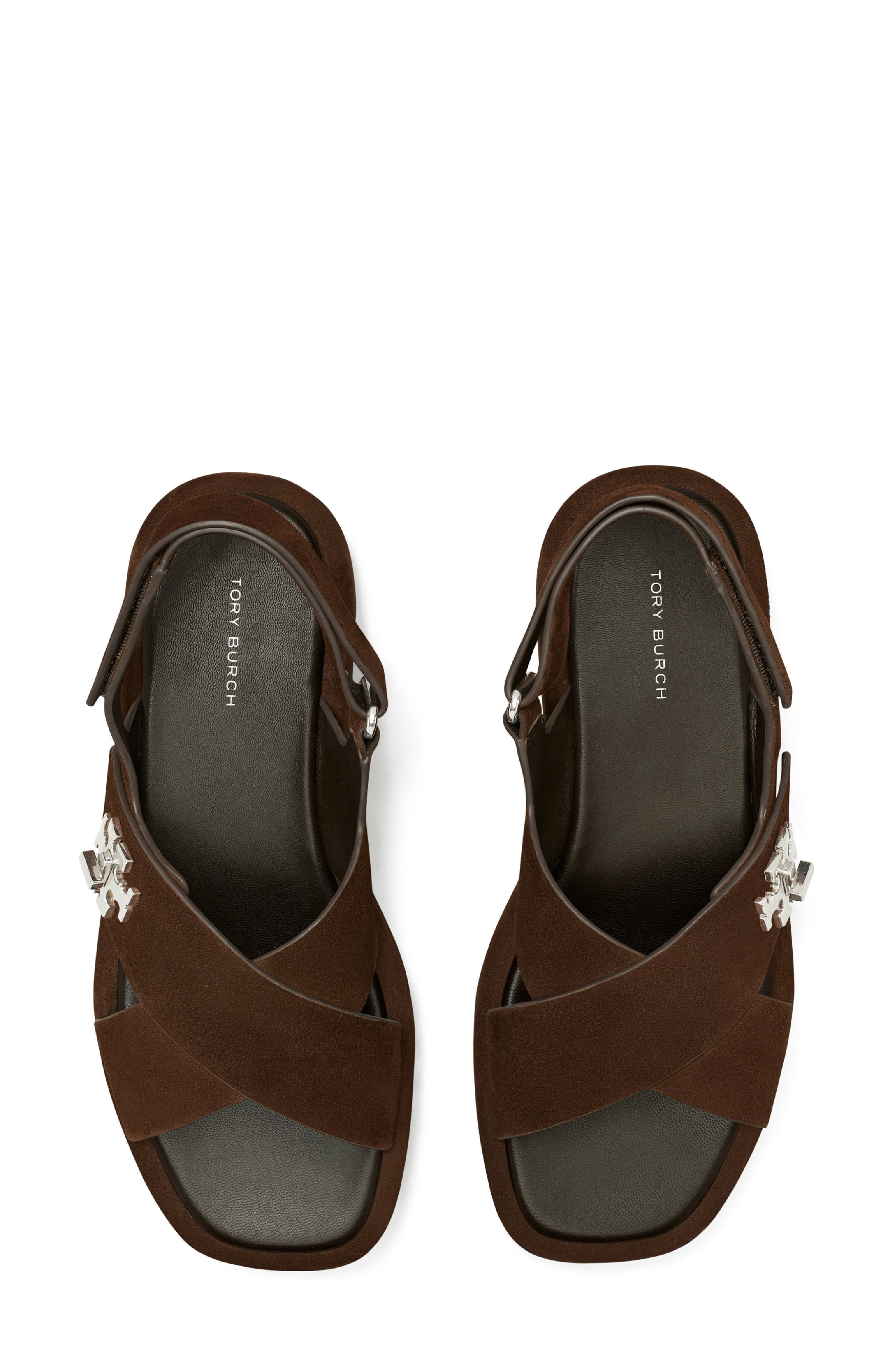 Tory Burch Turnlock Slingback Platform Sandal, Alternate, color, Dark Cocoa