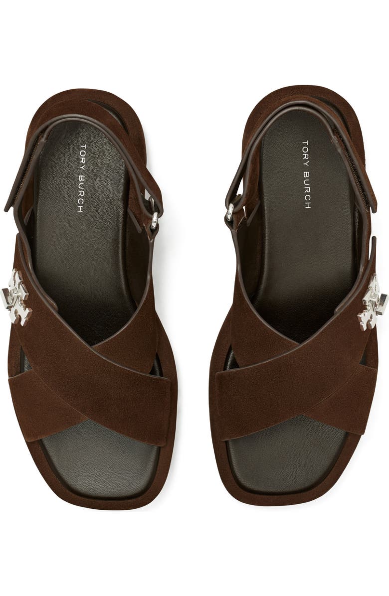 Tory Burch Turnlock Slingback Platform Sandal, Alternate, color, Dark Cocoa