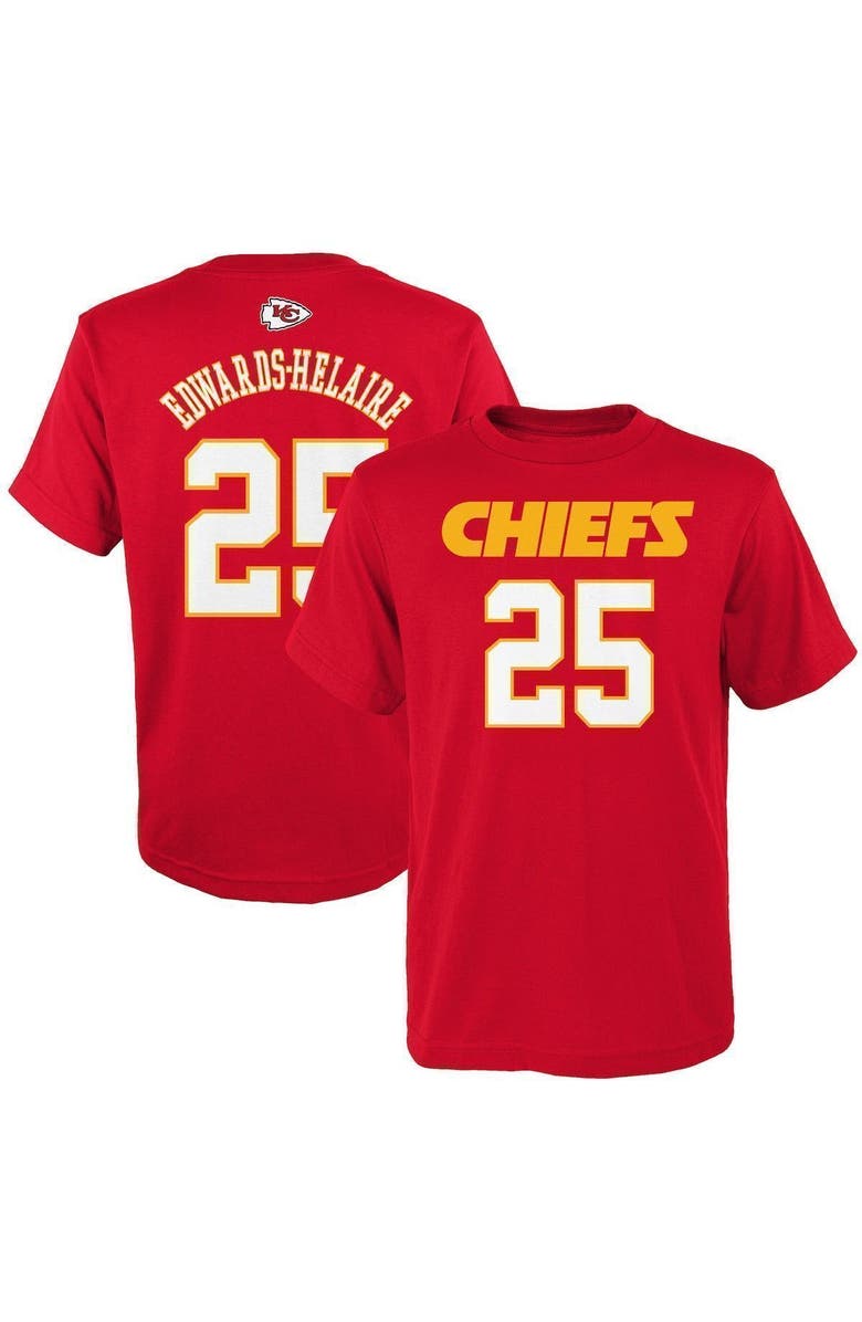 Outerstuff Youth Clyde Edwards-Helaire Red Kansas City Chiefs Mainliner Player Name & Number T-Shirt, Main, color,