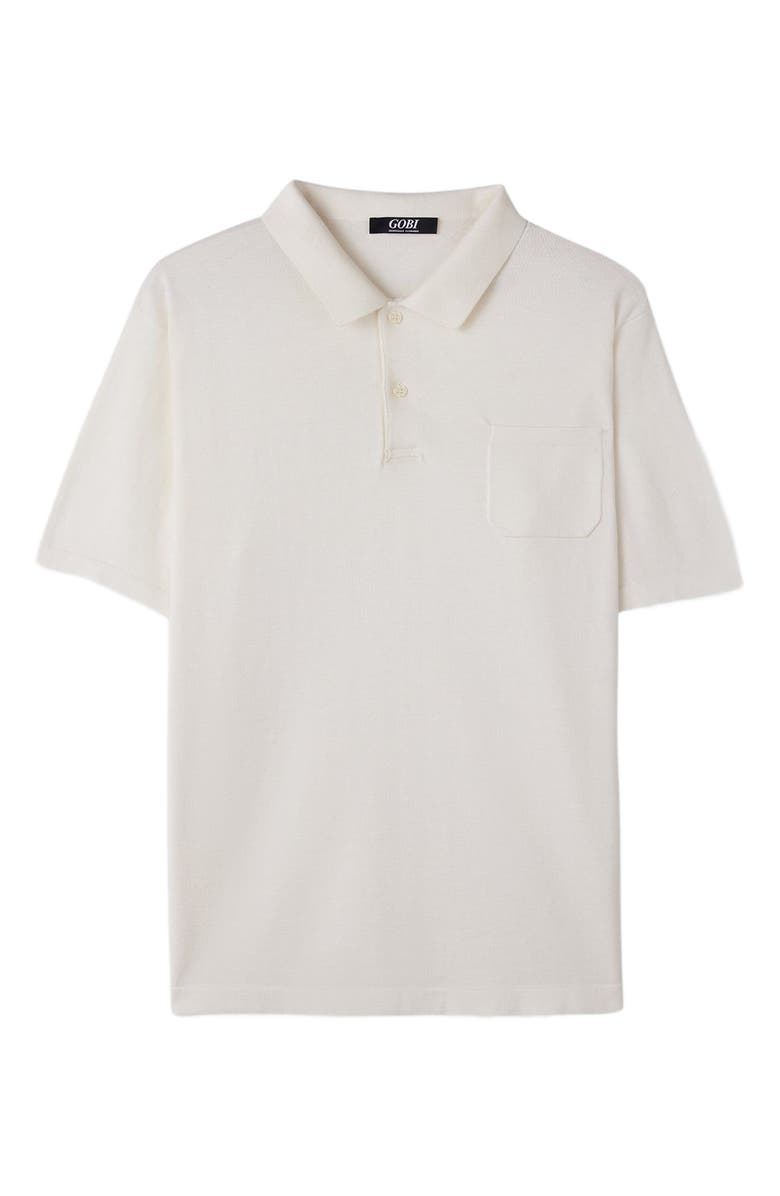 GOBI Mongolian Cashmere Men's Cotton Silk Cashmere Blend Polo Shirt, Alternate, color, Whisper White