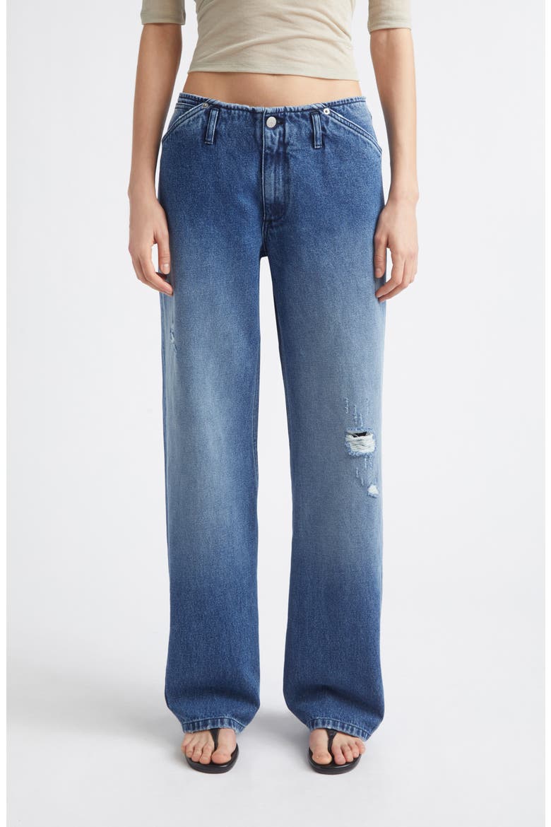 Lonati Ripped Cotton Straight Leg Jeans, Main, color, DENIM