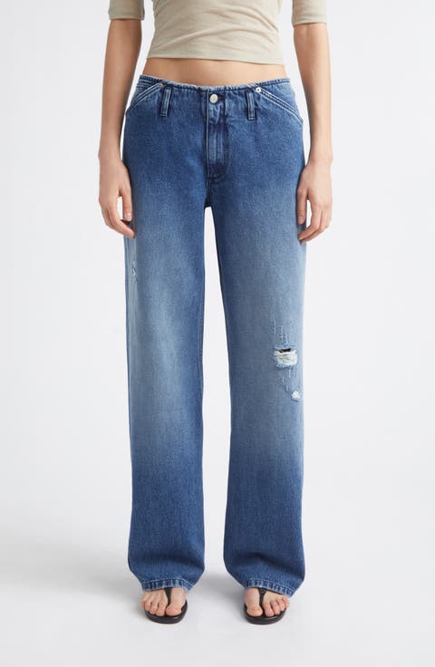 Lonati Ripped Cotton Straight Leg Jeans