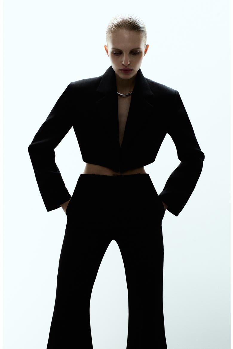 x Kaia Gerber Wool Flare Leg Dress Pants, Alternate, color, BLACK