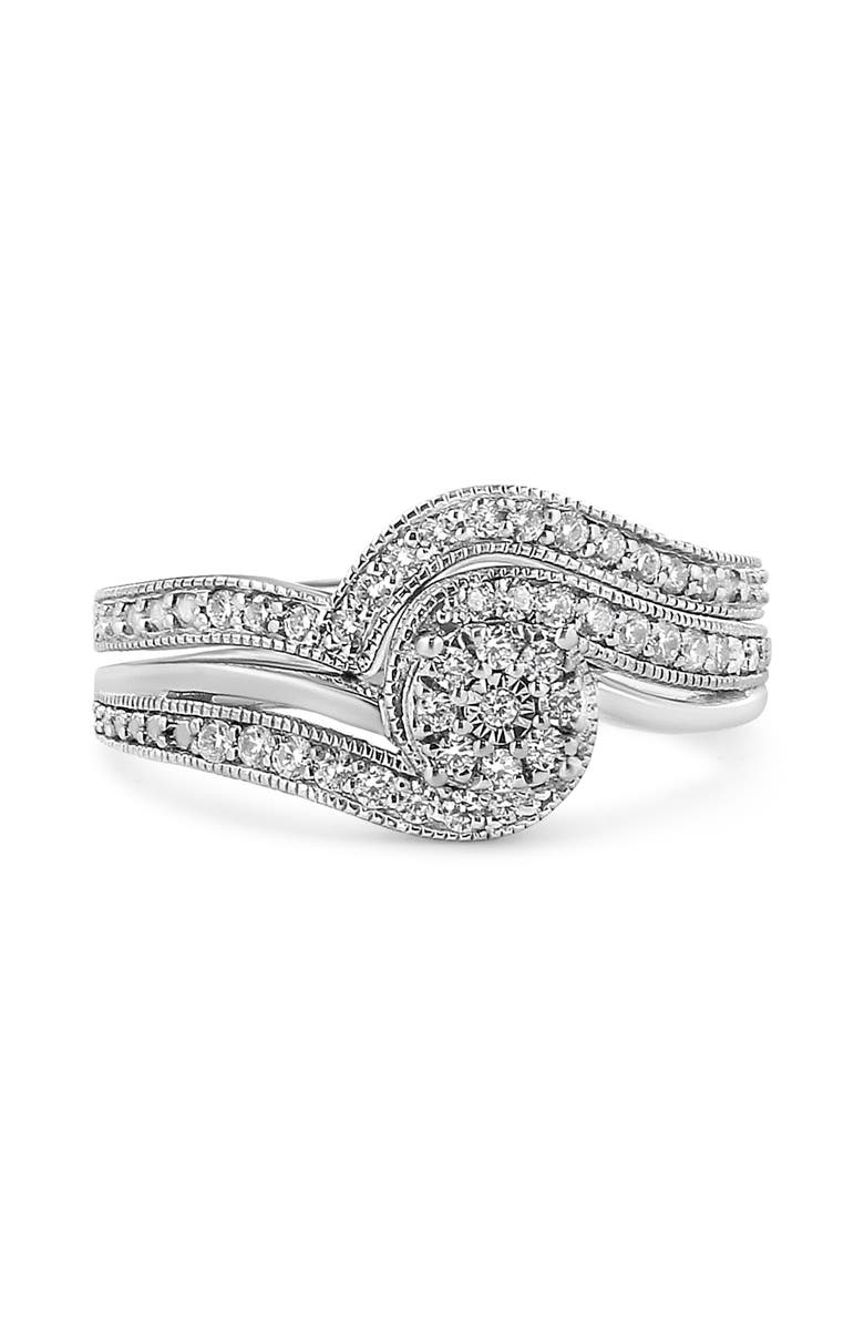 Haus of Brilliance Silver 1/3 Cttw Multi-Diamond Bridal Set Ring and Band, Alternate, color, White