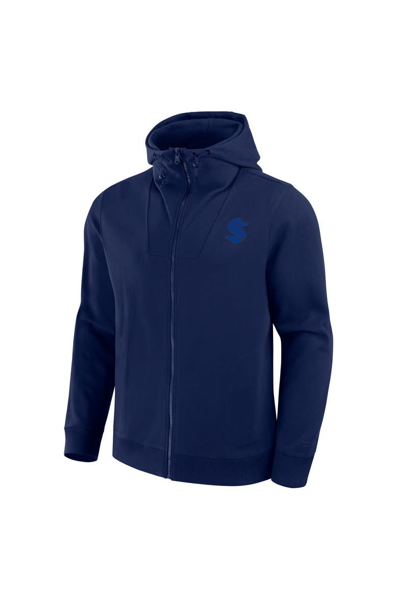 Men's Fanatics  Navy Seattle Kraken Elements Tonal Primary Tri-Blend Full-Zip Hoodie, Alternate, color, Navy