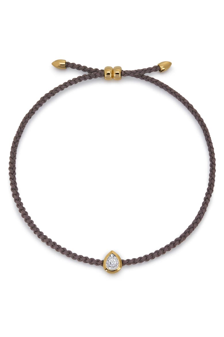 Pear Cut Lab Grown Diamond Cord Bracelet, Main, color, GOLD VERMEIL