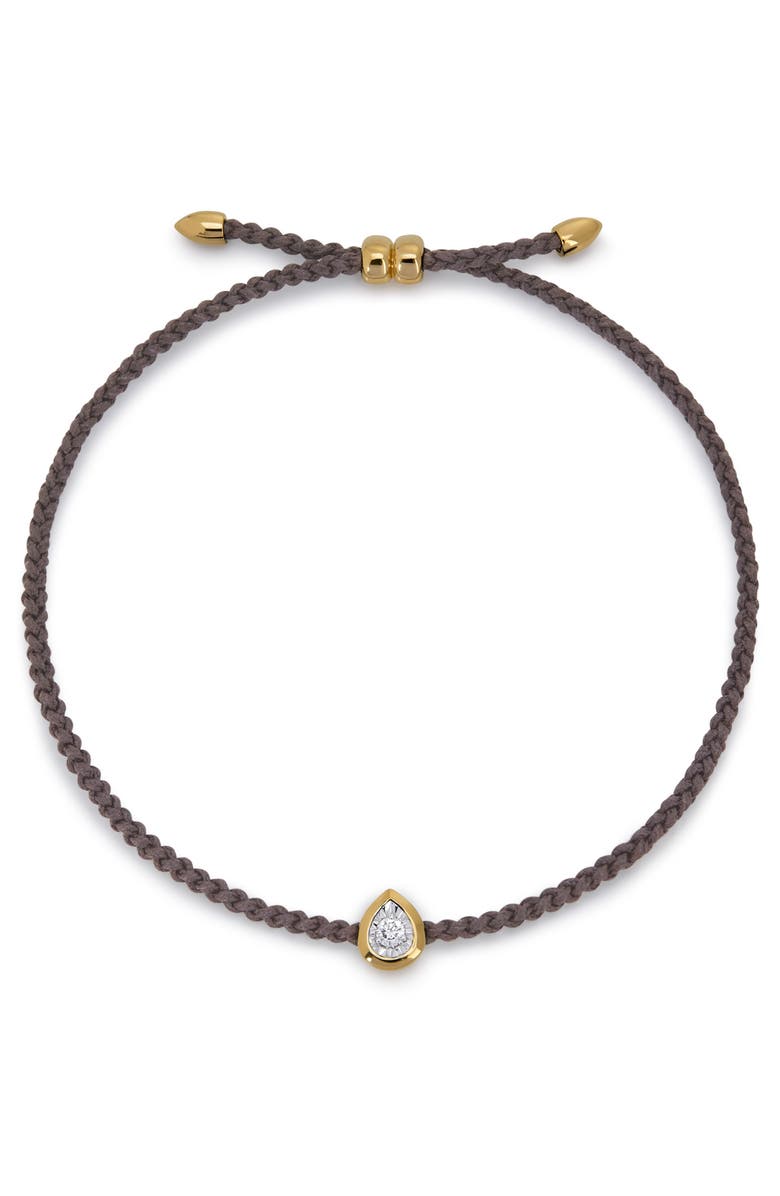 Monica Vinader Pear Cut Lab Grown Diamond Cord Bracelet, Main, color, Gold Vermeil
