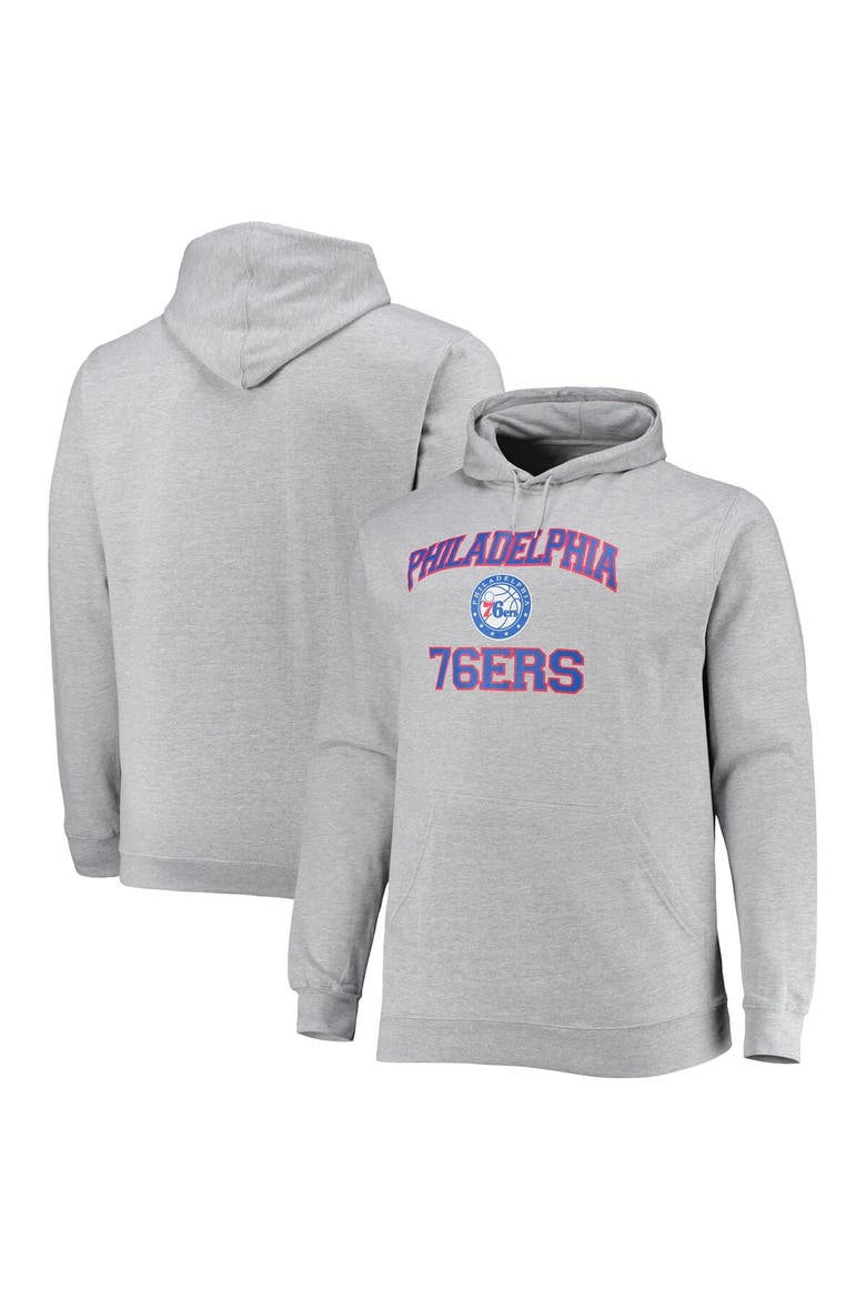 Men's Heathered Gray Philadelphia 76ers Big & Tall Heart & Soul Pullover Hoodie, Alternate, color, Heather Gray