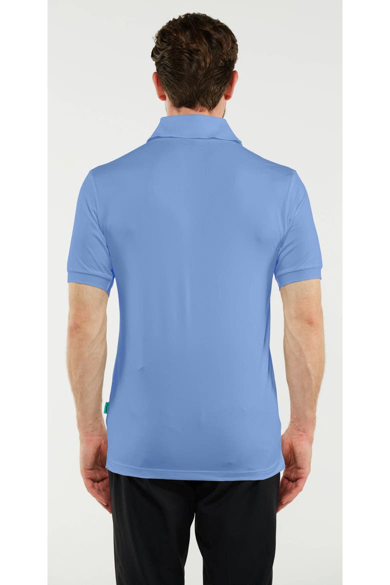 Lightweight Performance Stretch Golf Polo Shirt, Alternate, color, Denim Blue, Gray, White