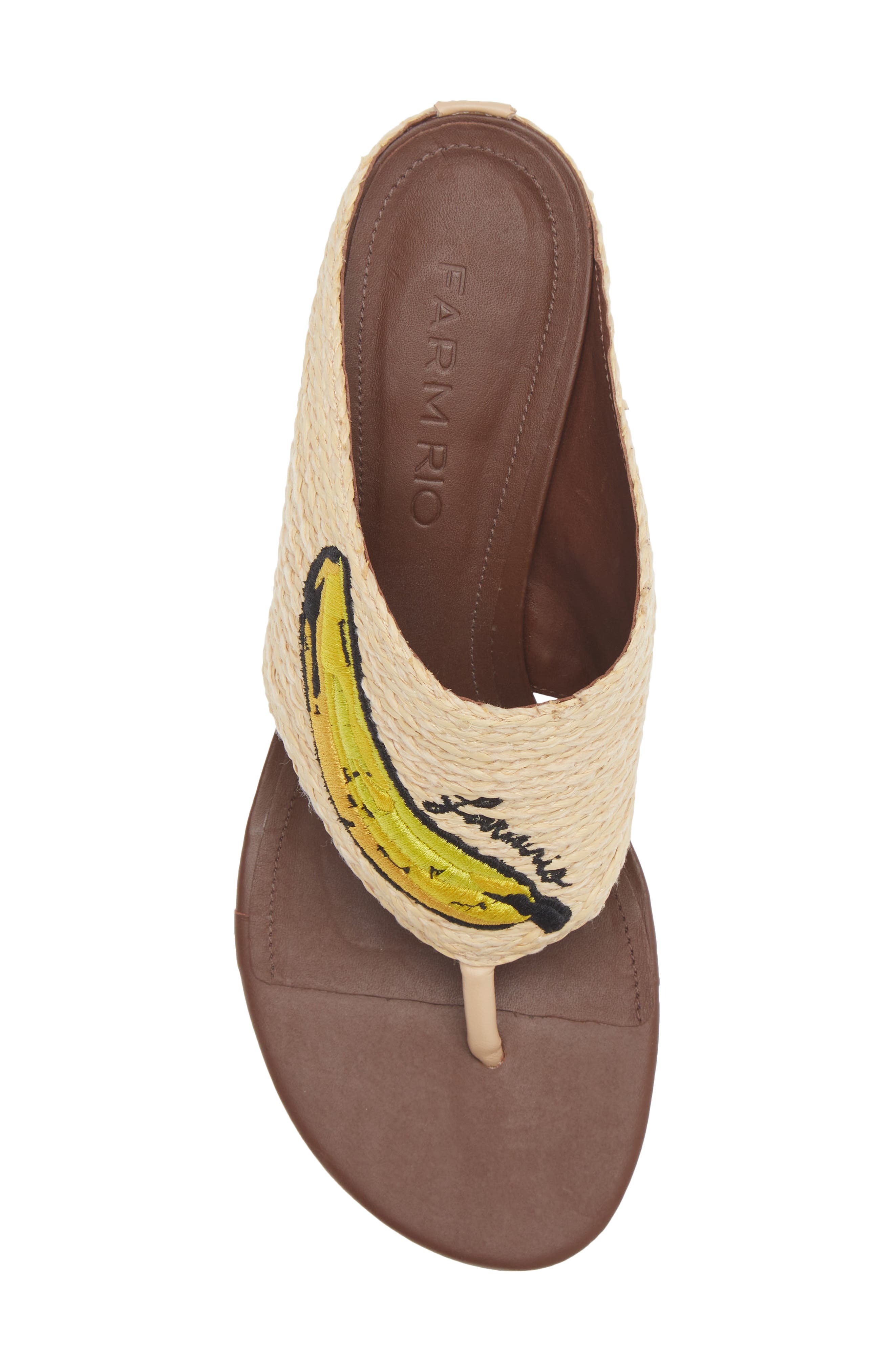 FARM Rio Icons Raffia Kitten Heel Flip Flop, Alternate, color, Walnut Banana