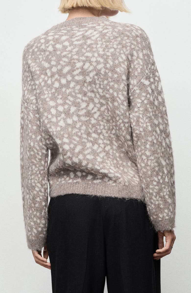MANGO Animal Print Crewneck Sweater, Alternate, color, Beige