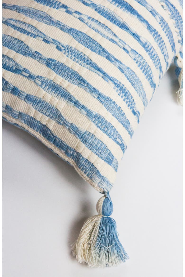 Antigua Naturally Dyed Striped Handwoven Cotton Throw Pillow, Alternate, color, Blue