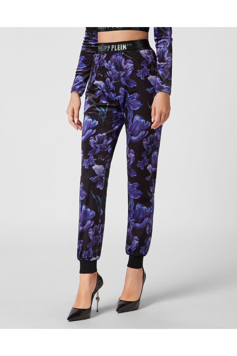 Sweatpants Flowers Women, Main, color, black