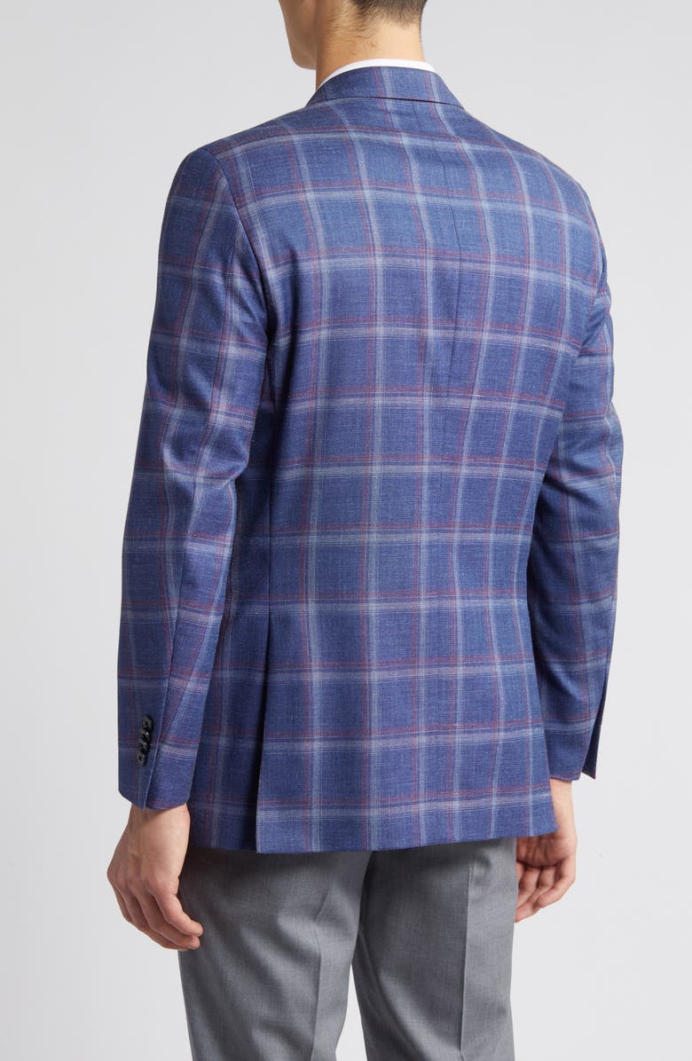 Peter Millar Tailored Fit Plaid Wool, Silk & Linen Blend Sport Coat, Alternate, color, 