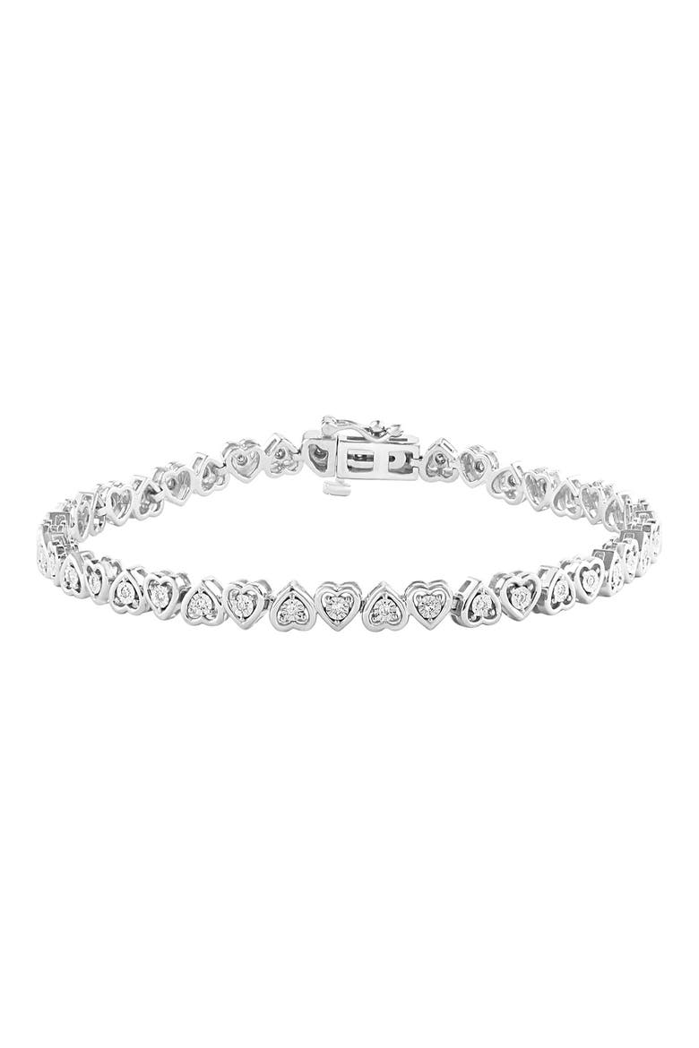 Sterling Silver Diamond Heart Tennis Bracelet - 0.22ct., Main, color, SILVER