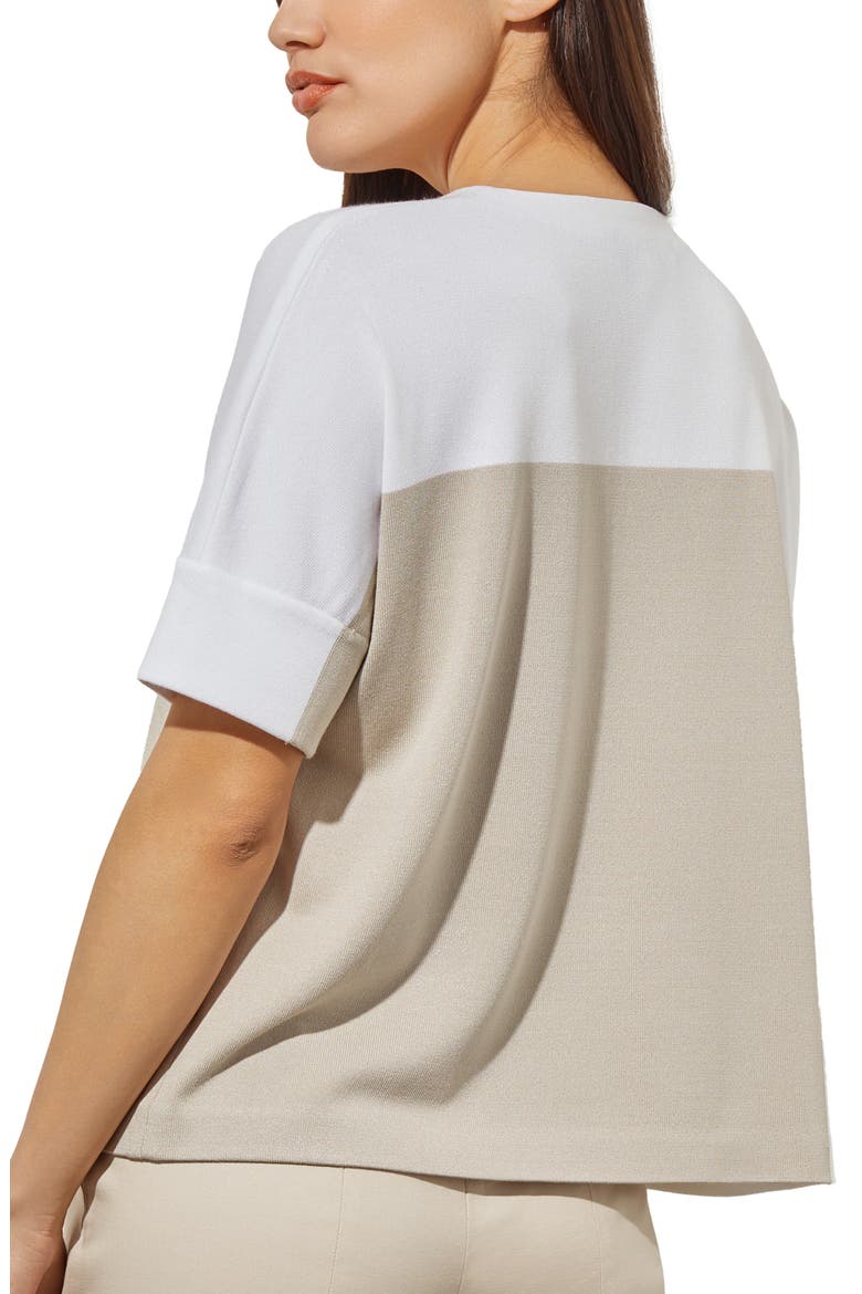 Placed Floral Short Sleeve Sweater, Alternate, color, FLAMENCO/ LIMESTONE/ WHITE