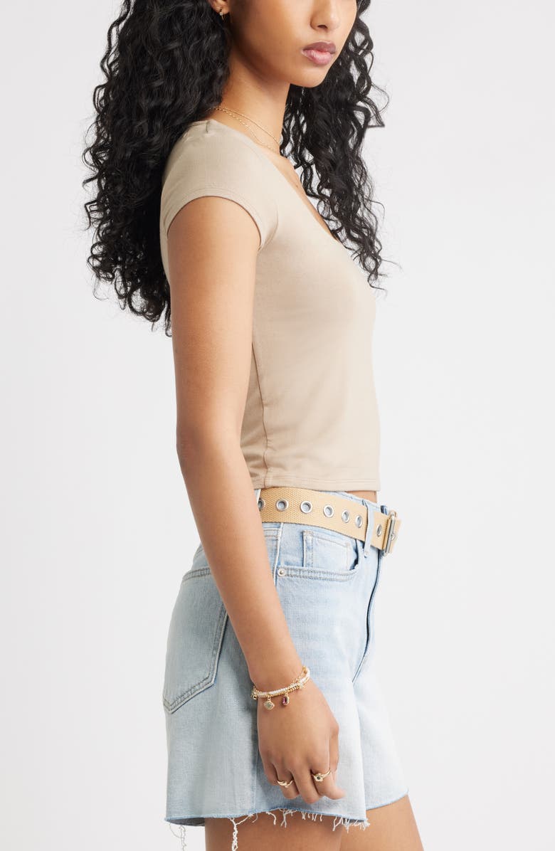 BP. Square Neck Baby Tee, Alternate, color, Tan Savannah