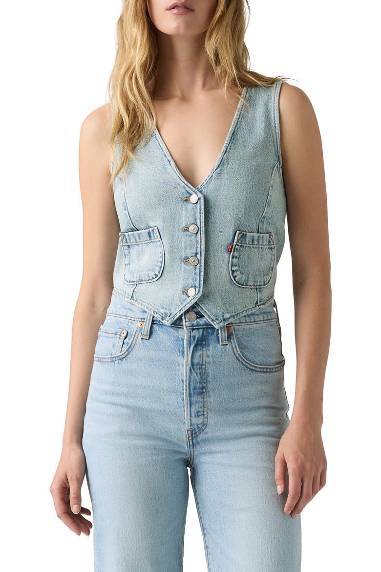 Tailored Denim Vest, Main, color, SUMMER JOB VEST