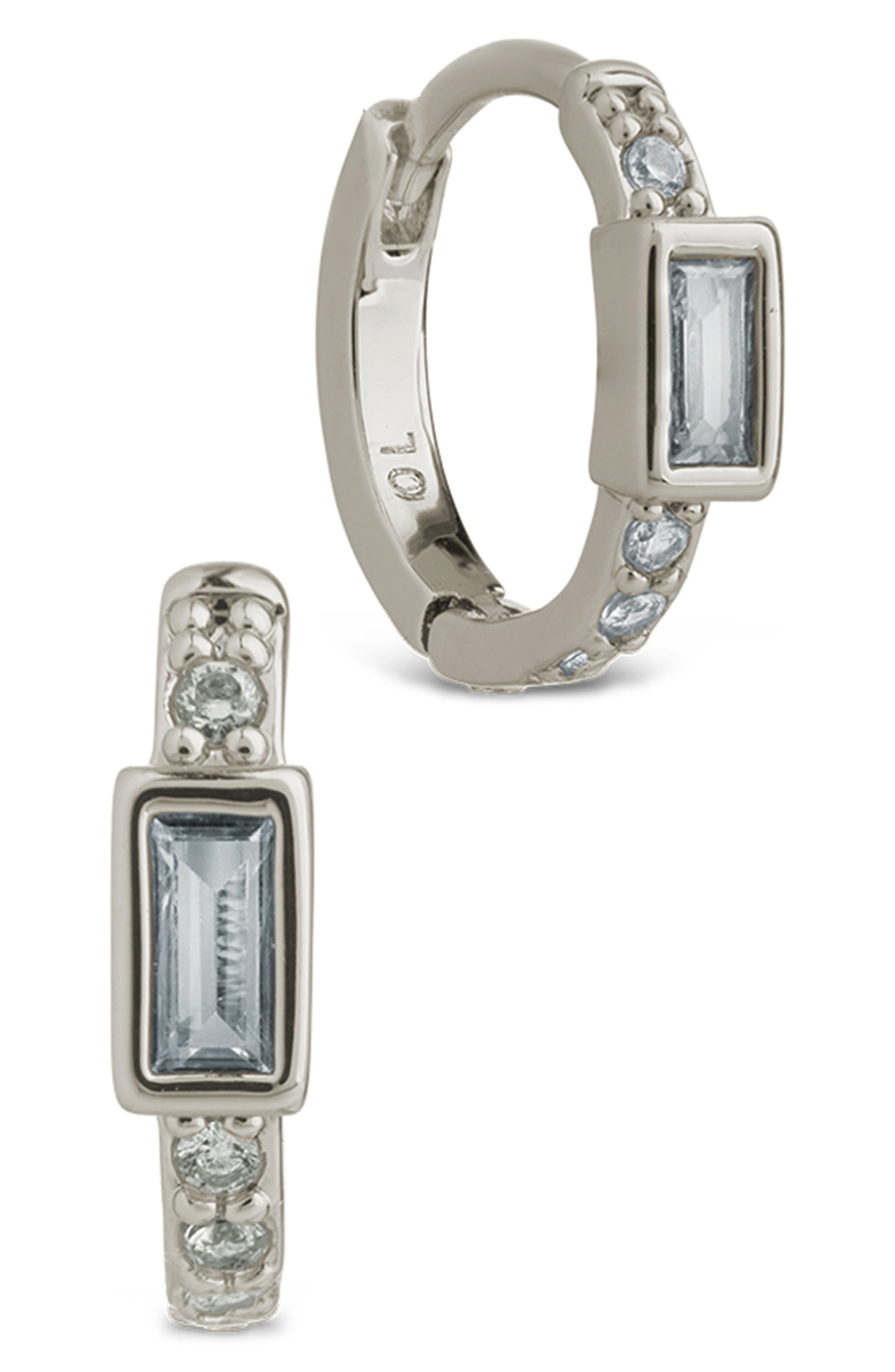 Sterling Forever Holland Cubic Zirconia Huggie Hoop Earrings