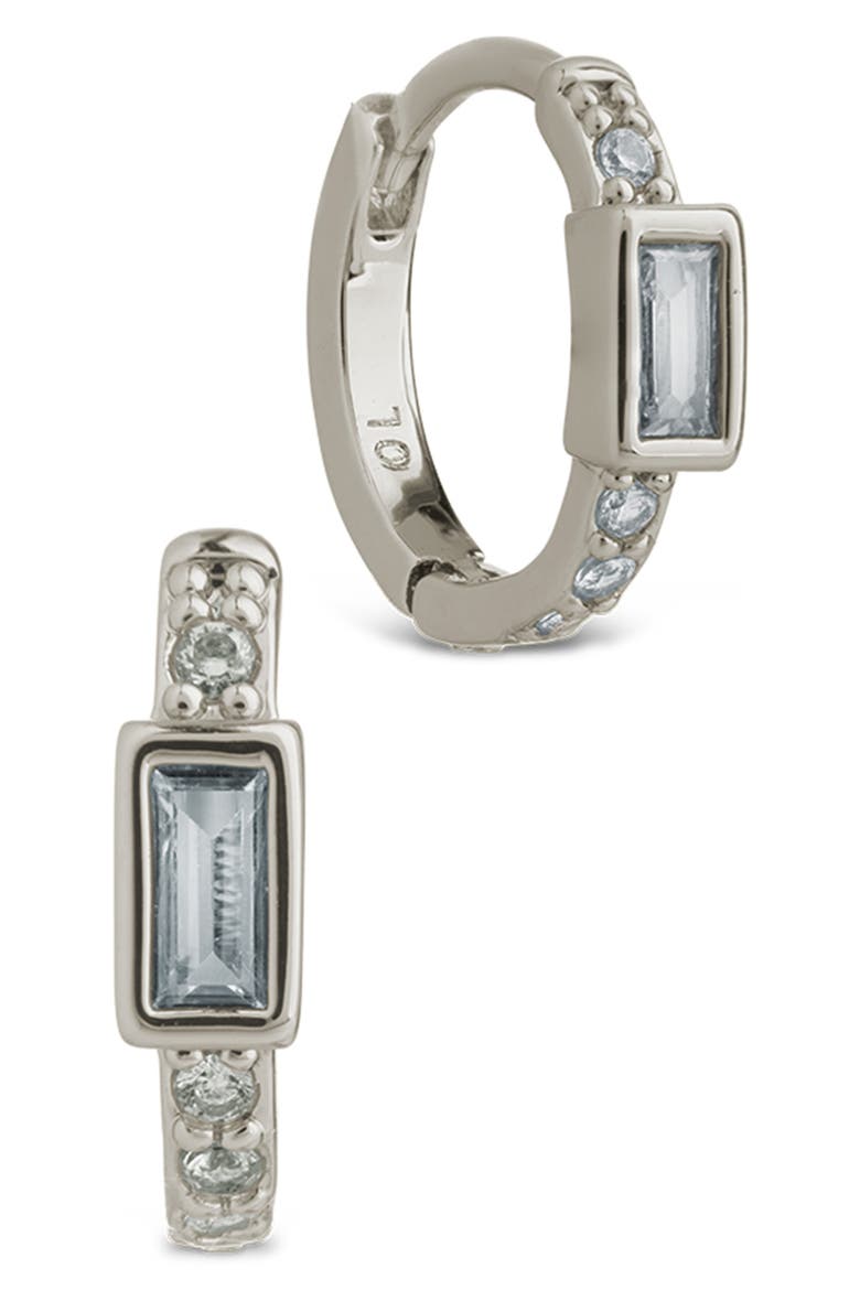 Holland Cubic Zirconia Huggie Hoop Earrings, Main, color, SILVER