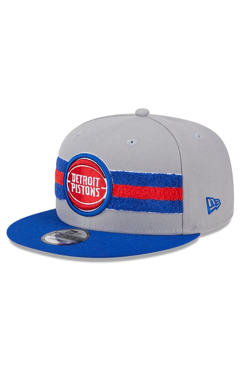 New Era Men's New Era Gray Detroit Pistons Chenille Band 9FIFTY Snapback Hat, Main, color, 