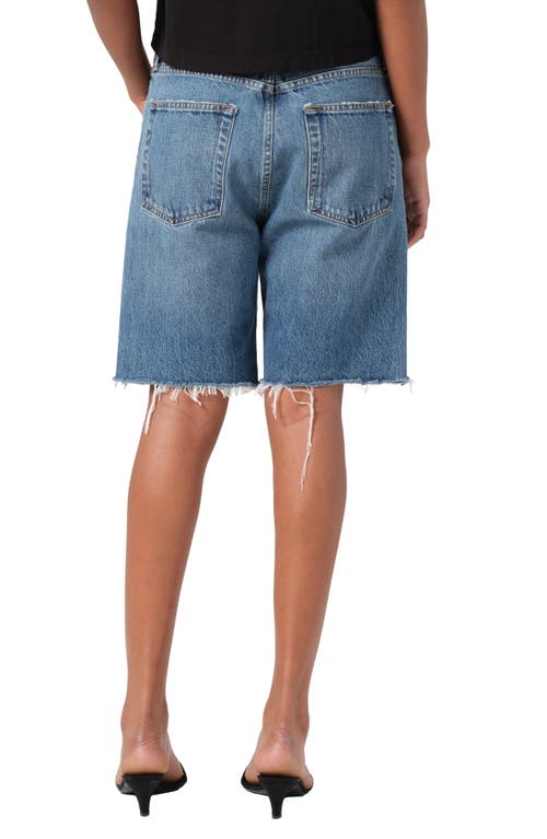 Agolde '90s Long Cutoff Denim Shorts In Ruin (md Vint Ind Cut)