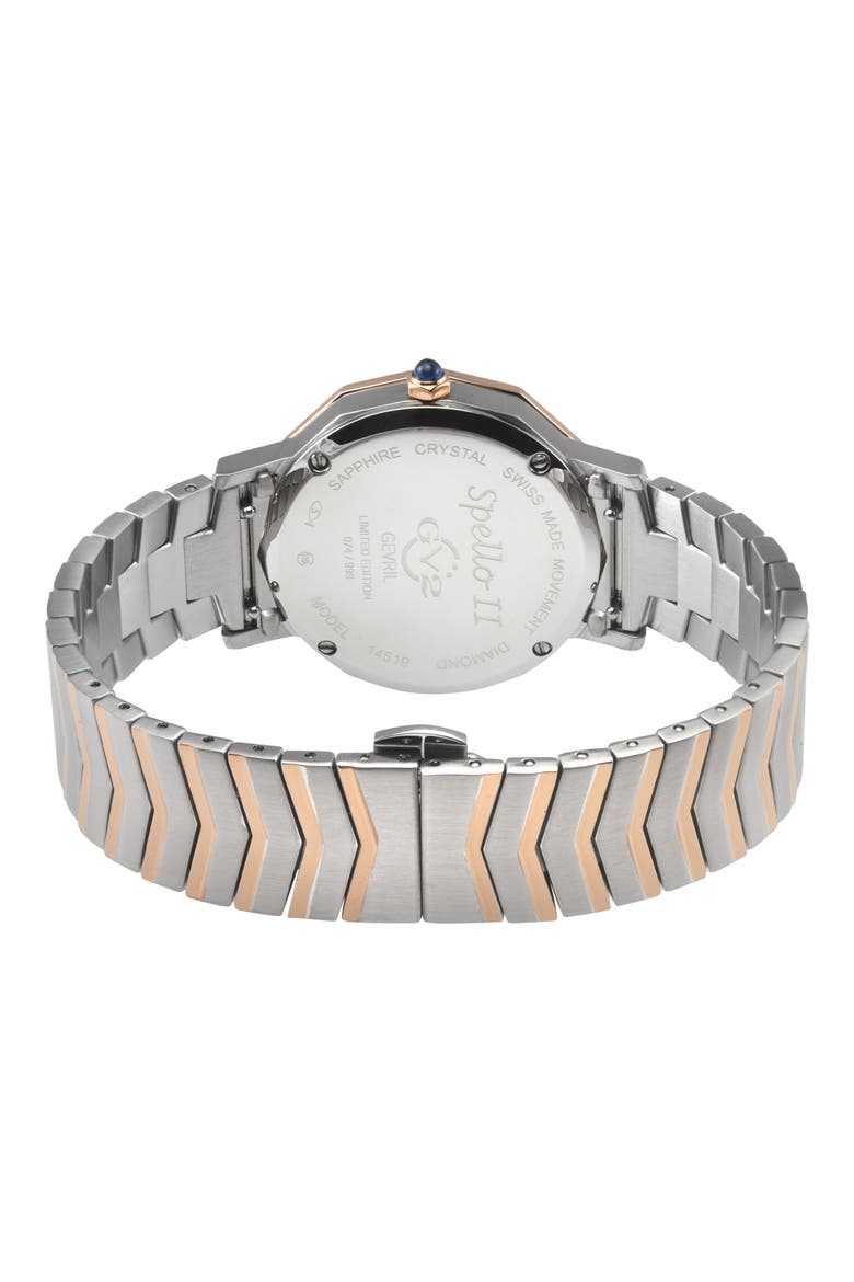 Spello II Mother-of-Pearl & Diamond Bracelet Watch, 36mm, Alternate, color, ROSE GOLD/ SILVER