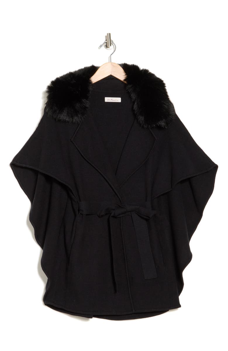 La Fiorentina Faux Fur Cape, Alternate, color, Black