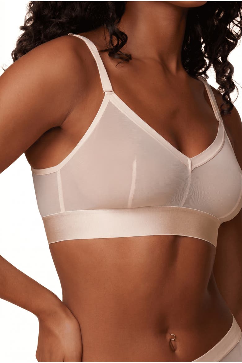 Comfort Mesh Triangle Bralette, Alternate, color, Pearl
