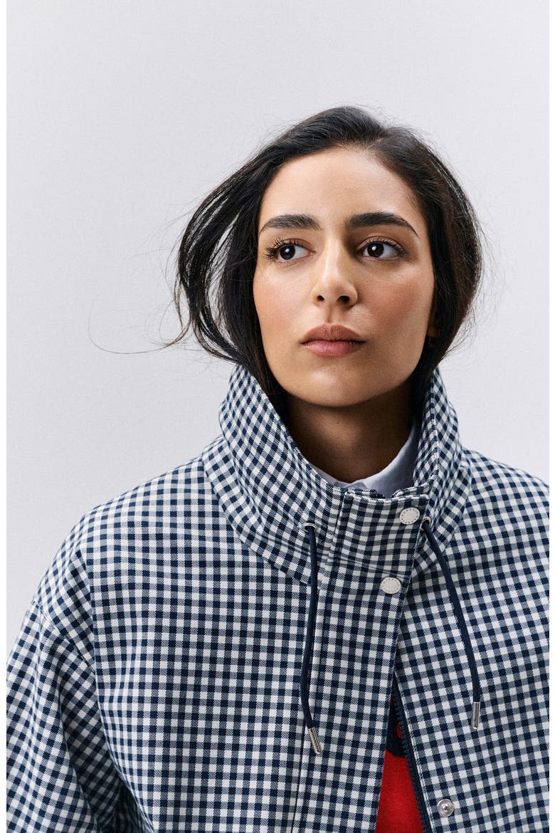 Bronwyn Showerproof Water Resistant Gingham Jacket, Alternate, color, NAVY GINGHAM