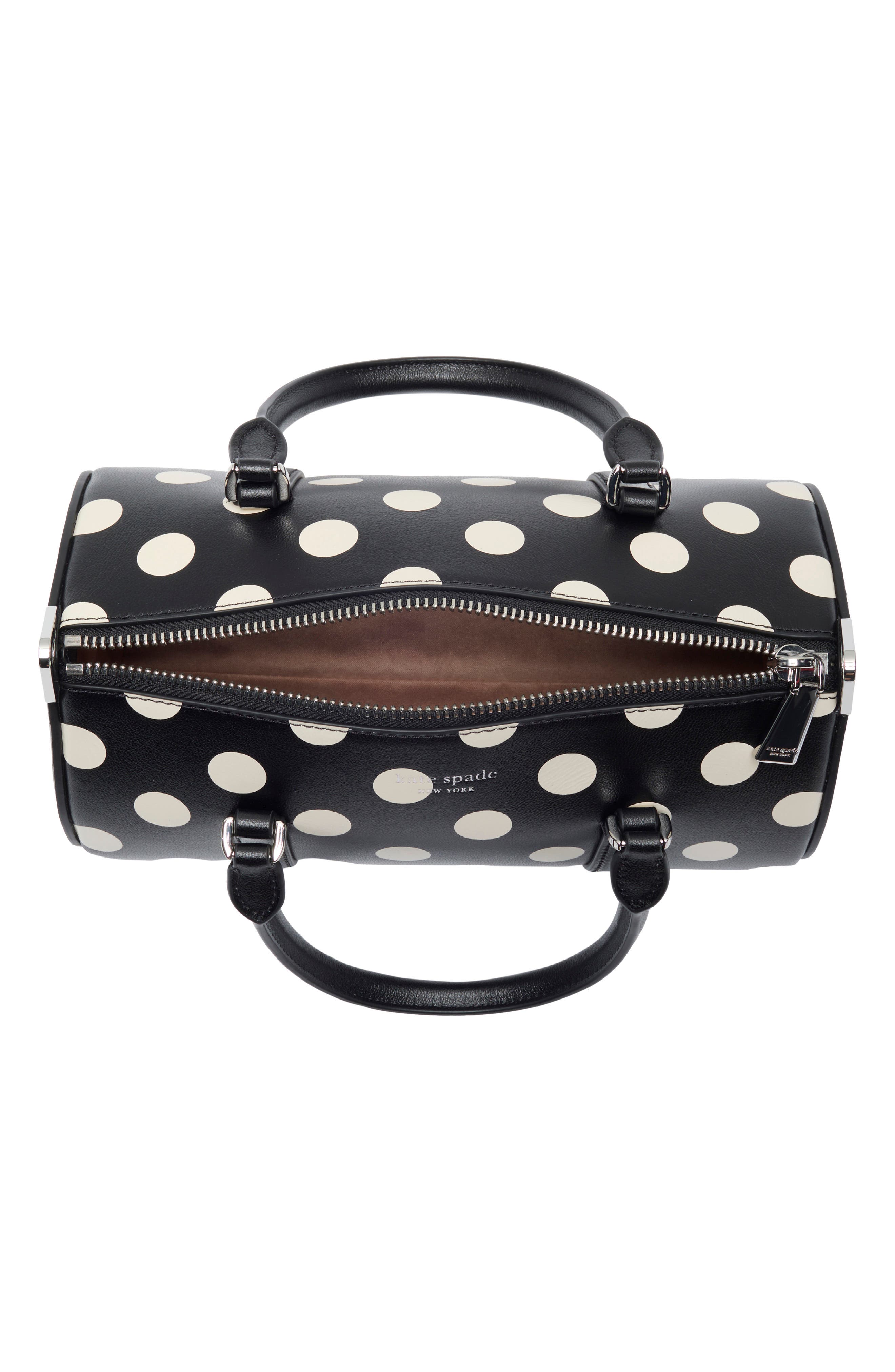 Spade Icon Dot Leather Barrel Bag, Alternate, color, BLACK MULTI