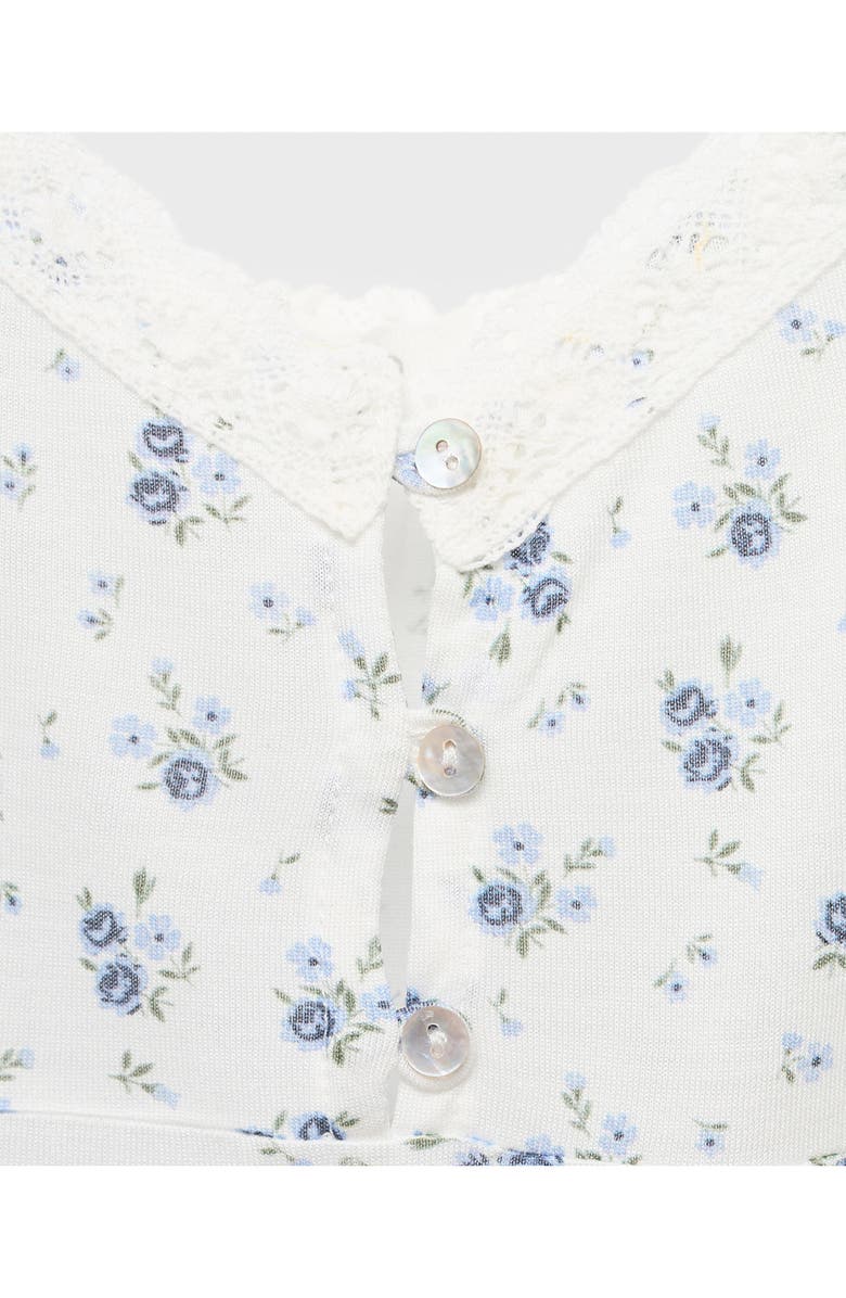 MANGO Floral Lace Trim Nightgown, Alternate, color, White