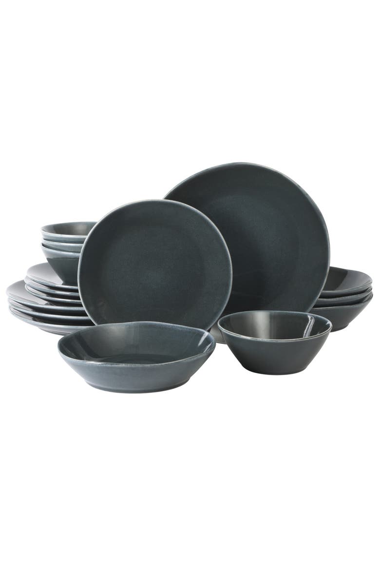 Montecito Breeze 16 Piece Double Plates and Bowls Stoneware Reactive Glaze Dinnerware Set, Main, color, Laguna Dawn