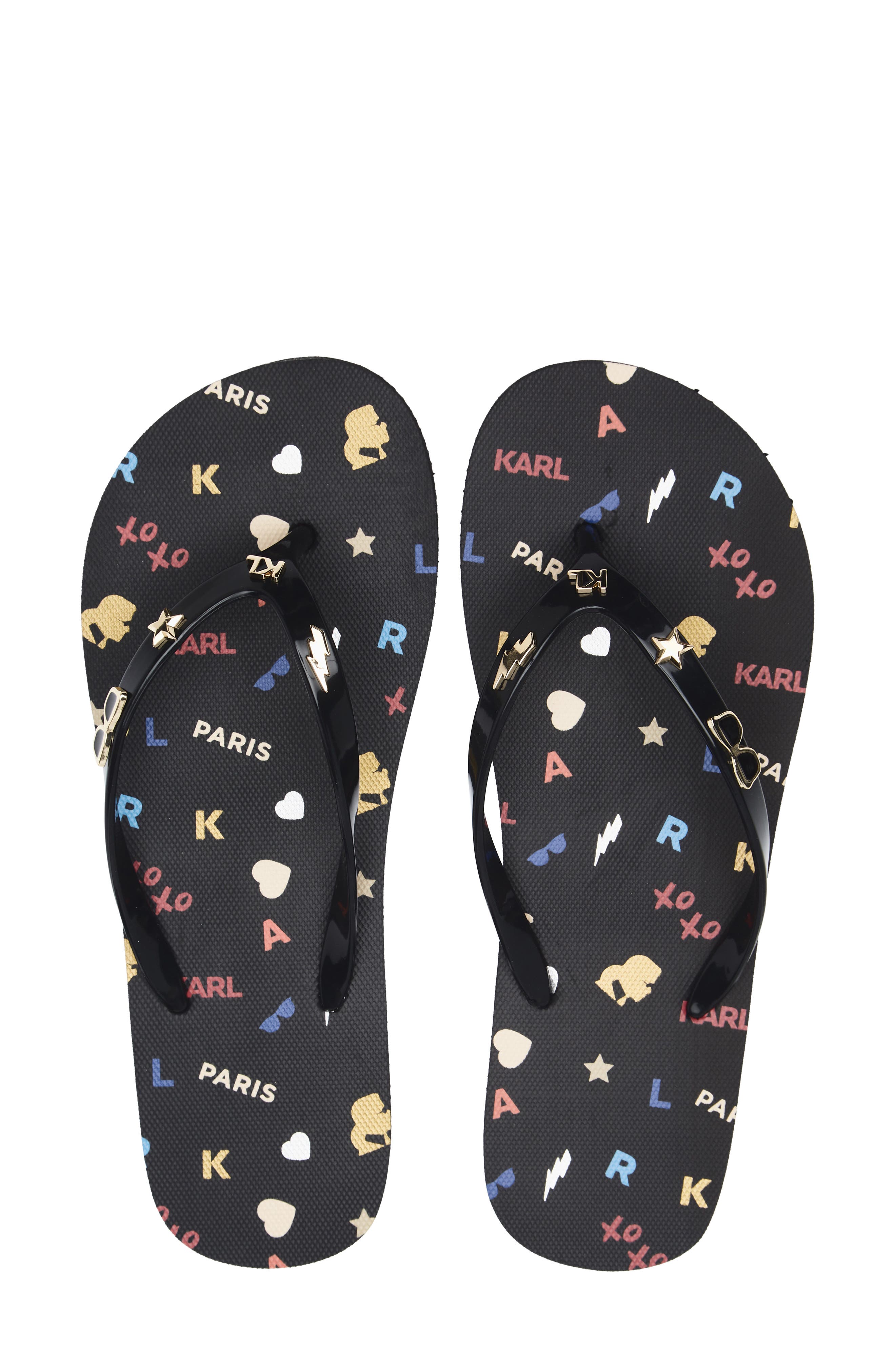 KARL LAGERFELD PARIS Zaid Flip Flop Sandal, Alternate, color, Black Multi
